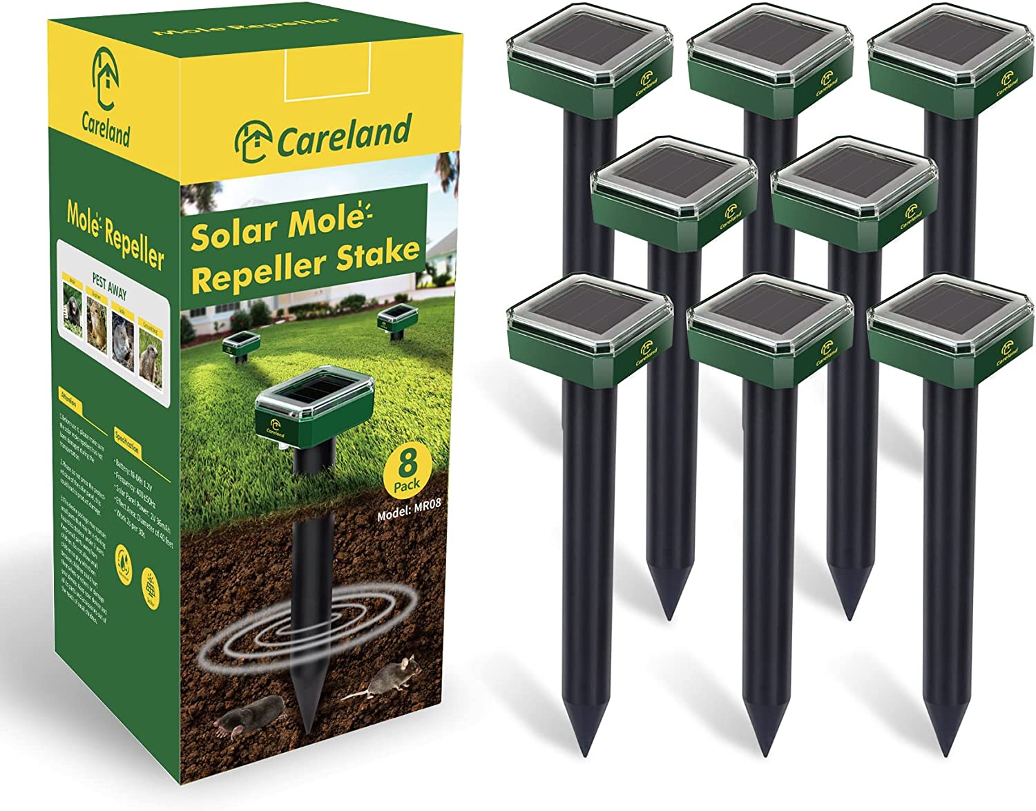 Careland Solar Mole Groundhog Repellent Stakes